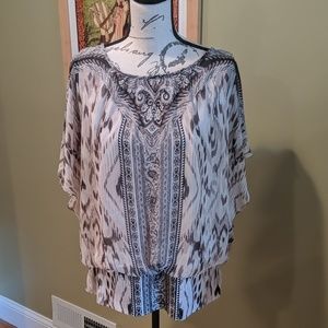 JM Collection Flutter Sleeve Blouse